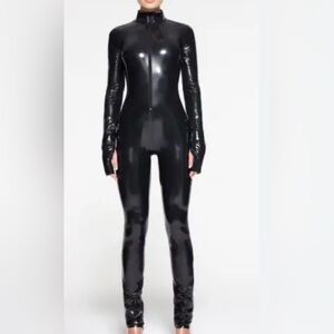 SKIMS Black Glossy Jumpsuit